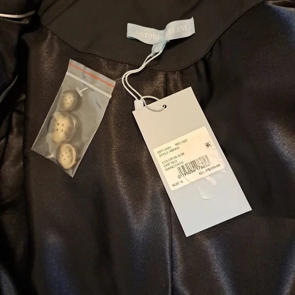NWT Antonio Melani Hooded Trench Coat Short Black Size S